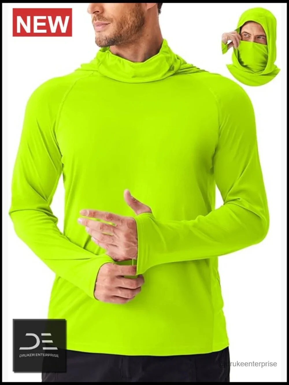 Men's UPF 50+ Sun Protection Hoodie Rash Guard Long Sleeve Fishing Hiking Shirt